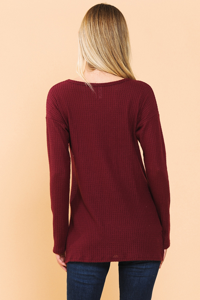 BASIC KNIT V-NECK LONG SLEEVE TOP