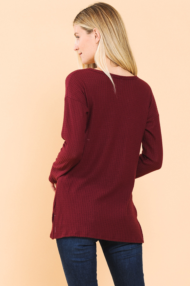 BASIC KNIT V-NECK LONG SLEEVE TOP