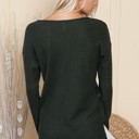 Large HUNTER GREEN BASIC KNIT V-NECK LONG SLEEVE TOP