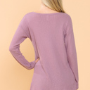 Small ROSE BASIC KNIT V-NECK LONG SLEEVE TOP