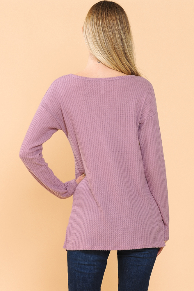 BASIC KNIT V-NECK LONG SLEEVE TOP