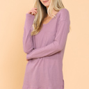 Large ROSE BASIC KNIT V-NECK LONG SLEEVE TOP