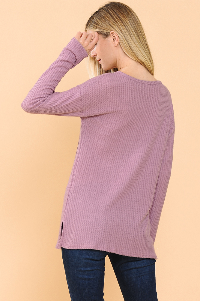 BASIC KNIT V-NECK LONG SLEEVE TOP