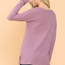 Large ROSE BASIC KNIT V-NECK LONG SLEEVE TOP