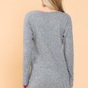 Small GREY BASIC KNIT V-NECK LONG SLEEVE TOP