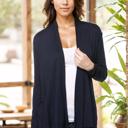 Small NAVY/FUCHSIA/PINK 3 Pack Long Sleeve Cardigan for Women Open Front Dressy (Multi Colors Office Cardigan)