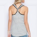 Small Black STRIPE CROSSED BACK TANK TOP 