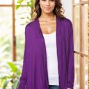 Large PURPLE/TEAL/R.BLUE 3 Pack Long Sleeve Cardigan for Women Open Front Dressy (Multi Colors Office Cardigan)