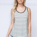 Small BLACK STRIPE CROSSED BACK TANK TOP