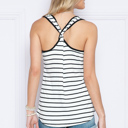 Small BLACK STRIPE CROSSED BACK TANK TOP