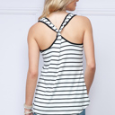 Small BLACK STRIPE CROSSED BACK TANK TOP 