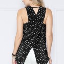 Medium BLACK RIBBED POLKADOT TANK TOP WITH CROSS BACK