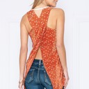Large RUST RIBBED POLKADOT TANK TOP WITH CROSS BACK