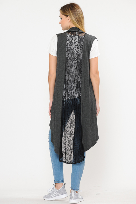 HI-LOW BACK LACE DETAIL VEST