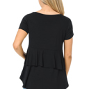 XL BLACK SHORT SLEEVE TOP WITH BACK RUFFLE