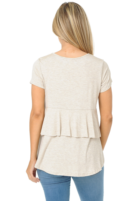 SHORT SLEEVE TOP WITH BACK RUFFLE