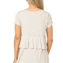 Small CREAM SHORT SLEEVE TOP WITH BACK RUFFLE