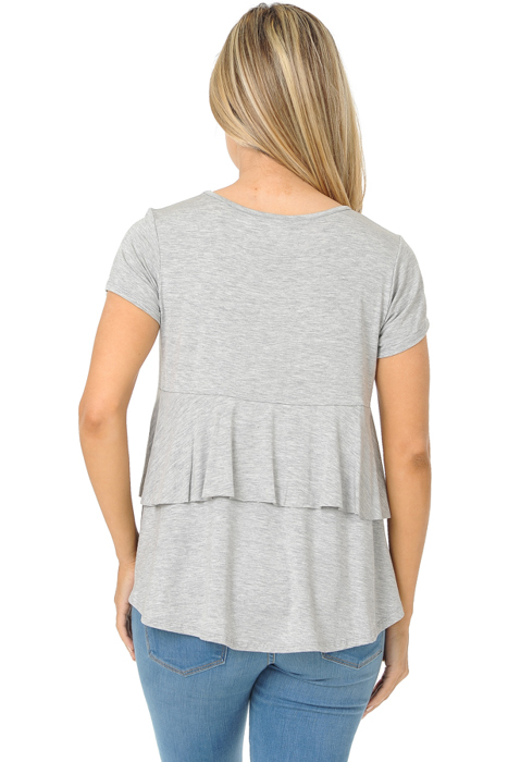 SHORT SLEEVE TOP WITH BACK RUFFLE