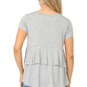 XL GREY SHORT SLEEVE TOP WITH BACK RUFFLE