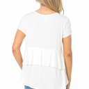 Medium WHITE SHORT SLEEVE TOP WITH BACK RUFFLE