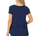 XL NAVY SHORT SLEEVE TOP WITH BACK RUFFLE