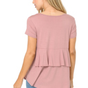Large ROSE SHORT SLEEVE TOP WITH BACK RUFFLE