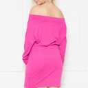 XL FUCHSIA SOLID OFF-SHOULDER BLOUSON DRESS