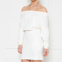 Medium WHITE SOLID OFF-SHOULDER BLOUSON DRESS