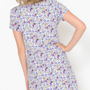 Large BLUE DITSY FLORAL SHORT SLEEVE DRESS WITH FRONT TIE
