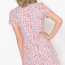 Medium PINK DITSY FLORAL SHORT SLEEVE DRESS WITH FRONT TIE