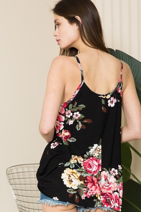 FLORAL CRISS CROSS TANK TOP