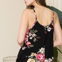 Large BLACK FLORAL CRISS CROSS TANK TOP