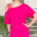 Medium FUCHSIA OFF ONE SHOULDER WITH STRAP DETAIL TUNIC TOP