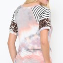 Medium PINK TIE DYE COLOR BLOCK SHORT SLEEVE TOP