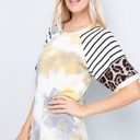 Small YELLOW TIE DYE COLOR BLOCK SHORT SLEEVE TOP