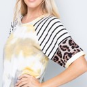 Large YELLOW TIE DYE COLOR BLOCK SHORT SLEEVE TOP