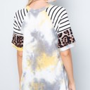 Large YELLOW TIE DYE COLOR BLOCK SHORT SLEEVE TOP