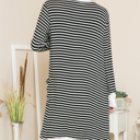 Medium BLACK Lightweight Stripe Midi Open Cardigan 
