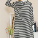 Large CHARCOAL Lightweight Stripe Midi Open Cardigan 