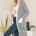 Medium DUSTY OLIVE Lightweight Stripe Midi Open Cardigan 