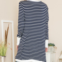 Large NAVY Lightweight Stripe Midi Open Cardigan 
