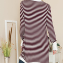 Small WINE Lightweight Stripe Midi Open Cardigan 