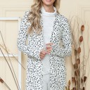 XL WHITE DOT PRINT OPEN CARDIGAN WITH THUMB HOLE