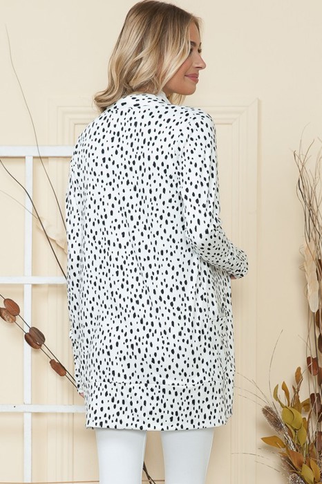 DOT PRINT OPEN CARDIGAN WITH THUMB HOLE