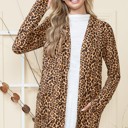 Medium ANIMAL LEOPARD PRINT OPEN CARDIGAN WITH THUMB HOLE
