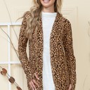 Large ANIMAL LEOPARD PRINT OPEN CARDIGAN WITH THUMB HOLE