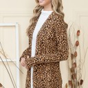 XL ANIMAL LEOPARD PRINT OPEN CARDIGAN WITH THUMB HOLE
