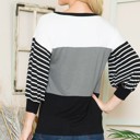 Medium DUSTY SAGE COLOR BLOCK TUNIC TOP WITH STRIPE 3/4 SLEEVES