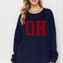 S-M NAVY CUSTOM SOLID FLEECE OVERSIZED SWEATSHIRT