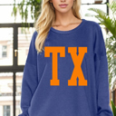 S-M BLUE CUSTOM SOLID FLEECE OVERSIZED SWEATSHIRT
